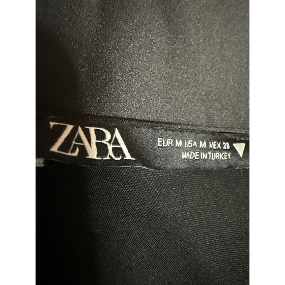 Zara Viral Black Silk Satin Sleeveless Cutout Bustier Cami Mini Slip Dress M - Picture 6 of 7